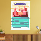 Londen skyline reisposter. canvas afdruk (Insitu (Woonkamer))