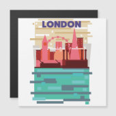 Londen skyline reisposter. magnetische uitnodiging (Voorkant / Achterkant)