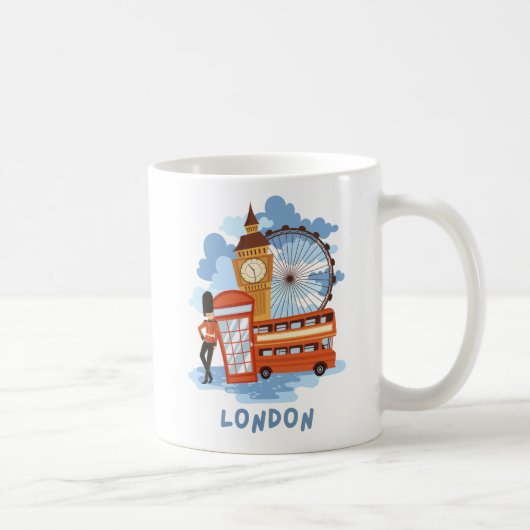 Londen Skyline Retro City Pride Koffiemok (Rechts)