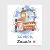 Londen Skyline Retro City Pride Sticker (Vel)