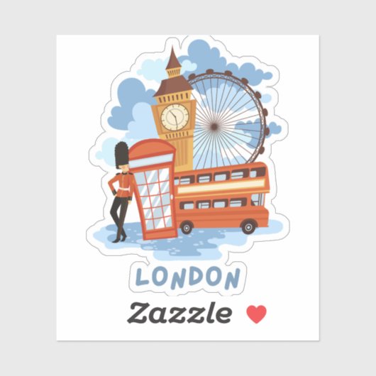 Londen Skyline Retro City Pride Sticker (Vel)