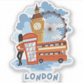Londen Skyline Retro City Pride Sticker (Voorkant)