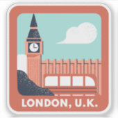 Londen Skyline Retro City Pride Sticker (Voorkant)