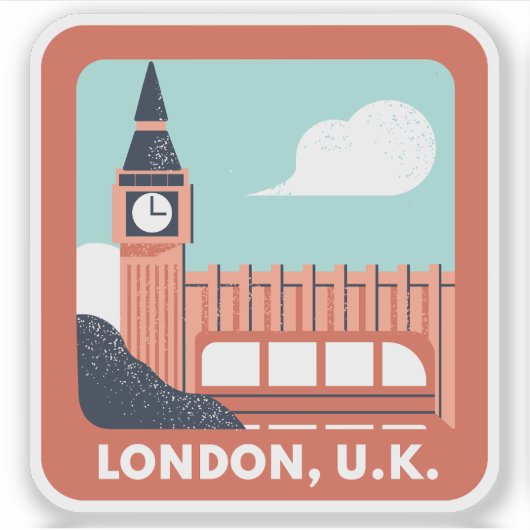 Londen Skyline Retro City Pride Sticker (Voorkant)