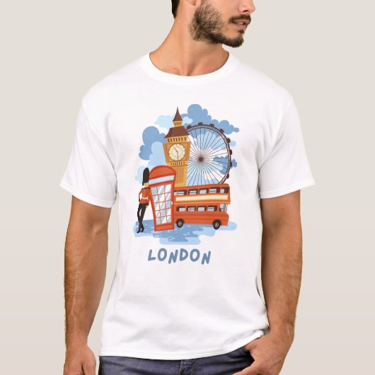 Londen Skyline Retro City Pride T-shirt (Voorkant)