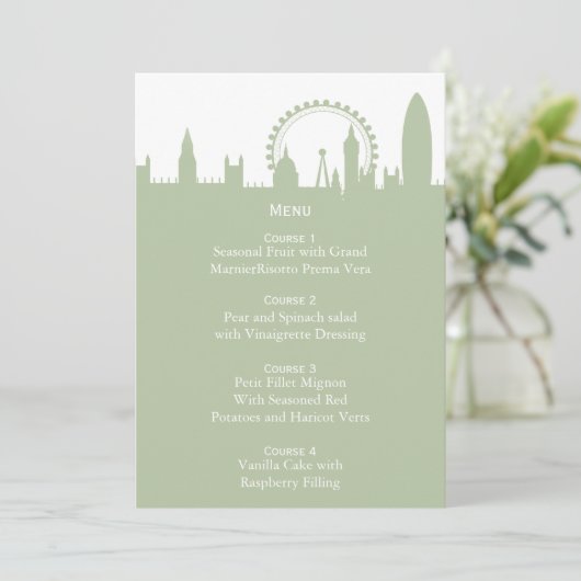 Londen Skyline Sage Menu Kaarten (Staand voorkant)