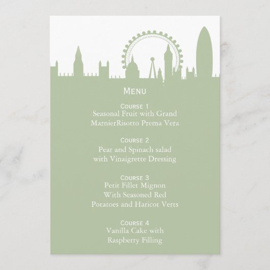 Londen Skyline Sage Menu Kaarten (Voorkant)