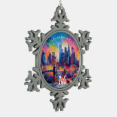 Londen Skyline Snowflake Pewter Kerstversiering Tin Sneeuwvlok Ornament (Links)