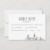 Londen Skyline Wedding RSVP met Maaltijdkeuze (Voorkant)