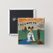 Londen & Southwestern ~ Weymouth Vierkante Button 5,1 Cm (Voorkant /achterkant)