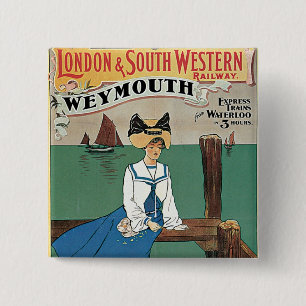 Londen & Southwestern ~ Weymouth Vierkante Button 5,1 Cm