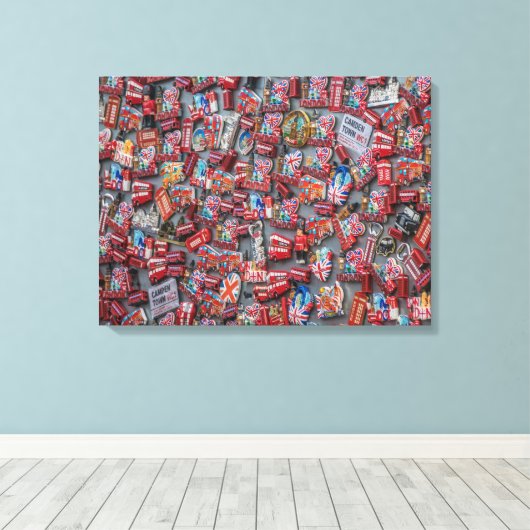 Londen souvenir magneten uitzicht canvas print (Insitu (Houten vloer))