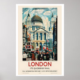 Londen St Pauluskathedraal Vintage Reisposter Poster