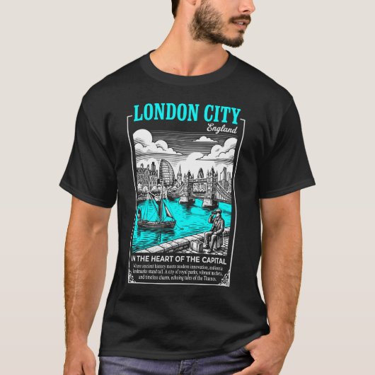 Londen Stad Engeland In het Hart van de Hoofdstad T-shirt (Voorkant)