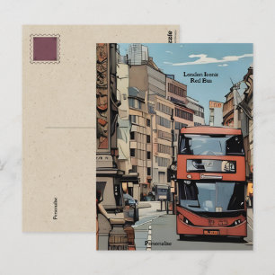 Londen Stad Iconische Rode Bus Engeland Persoonlij Briefkaart