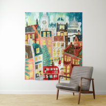 Londen stad in de sneeuw Kerst Illustratie