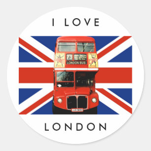 Londen Stickers met Bus en British Flag 2
