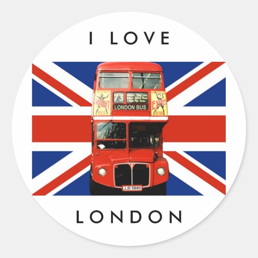 Londen Stickers met Bus en British Flag 2 (Voorkant)
