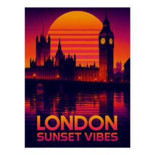 Londen Sunset Vibes Retro Reizen Perfect Poster
