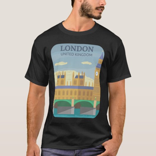 Londen T-shirt Retro UK Travel Souvenir (Voorkant)