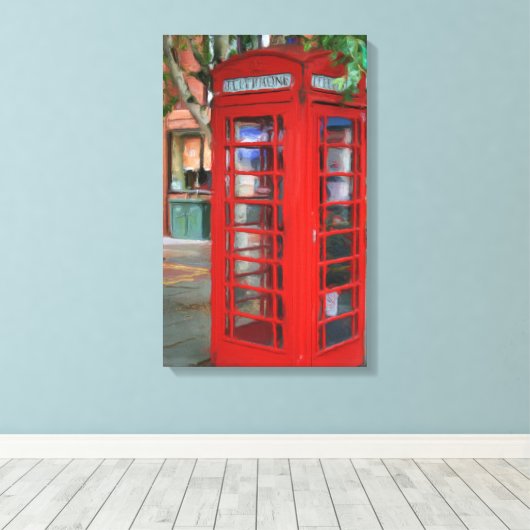 Londen Telefoon Booth Canvas Print (Insitu (Houten vloer))