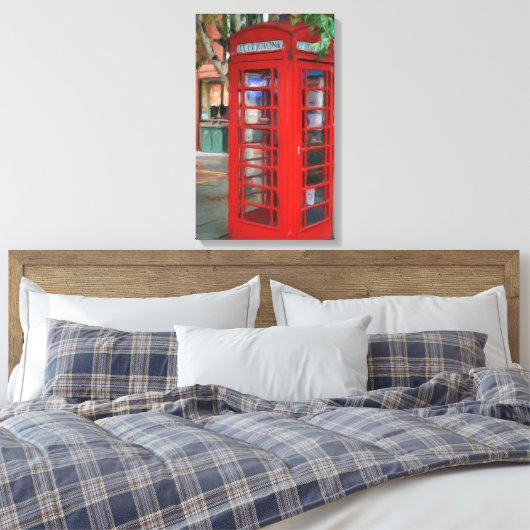 Londen Telefoon Booth Canvas Print (Insitu (Slaapkamer))