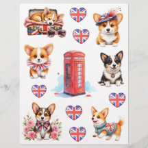 Londen Telefooncel en Corgi Scrapbook Papier