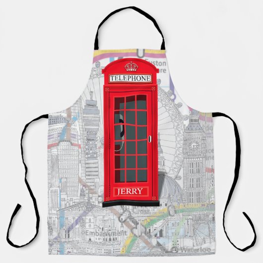 Londen Telefooncel Metrokaart 🇬🇧 Aangepaste naam Schort (Voorkant)