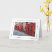 Londen telefooncellen wenskaart kaart (Gele Bloem)