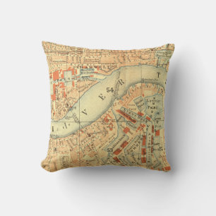 Londen Thames Vintage Kaart Kussen