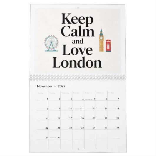 Londen thema 2027 kalender (Nov 2027)