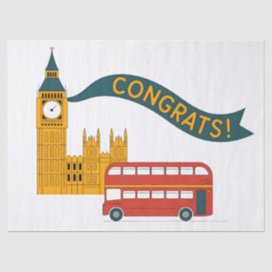Londen-thema "Gefeliciteerd!"-groet met Big Ben Tissuepapier