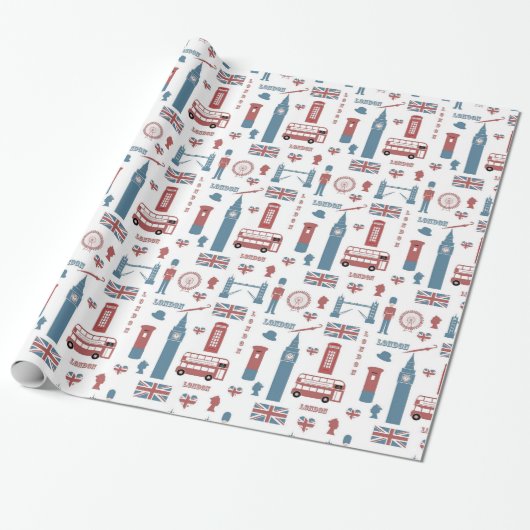 Londen Thema Gift Wrap Cadeaupapier (Uitgerold)