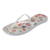 Londen Theme Naadloze Patroon met Telefooncabines Teenslippers (Schuin)