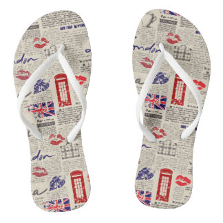 Londen Theme Naadloze Patroon met Telefooncabines Teenslippers