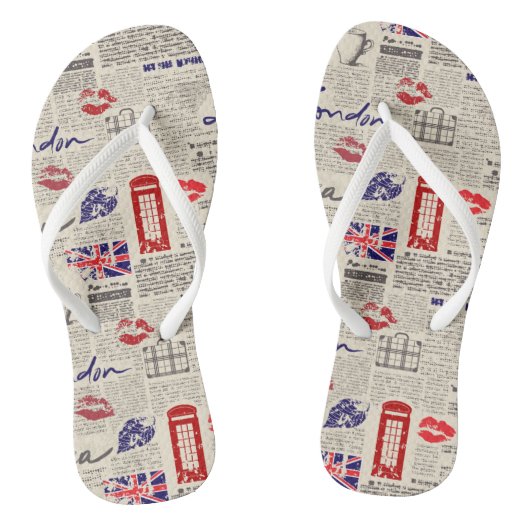 Londen Theme Naadloze Patroon met Telefooncabines Teenslippers (Voetbed)