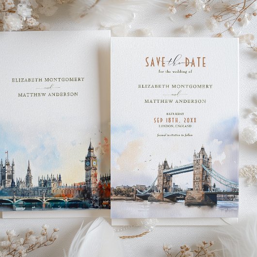 Londen Tower Bridge Big Ben heeft de datum gered Kaart