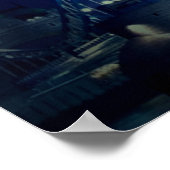 Londen Tower Bridge bij Blauwe Nacht Poster (Hoek)