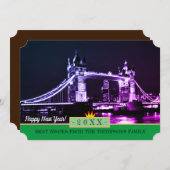 Londen, Tower Bridge en Happy New Year! Verfkaartj Feestdagenkaart (Voorkant / Achterkant)