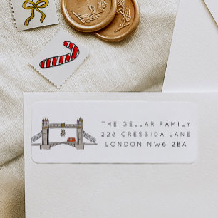 Londen Tower Bridge Kerstretouradres Etiket