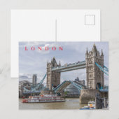Londen Tower Bridge opgeheven uitzicht briefkaart (Voorkant / Achterkant)