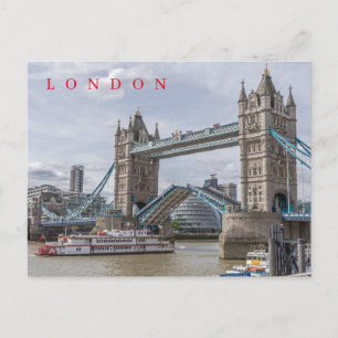 Londen Tower Bridge opgeheven uitzicht briefkaart
