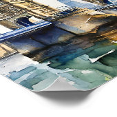 Londen Tower Bridge Waterverf Art Print (Hoek)