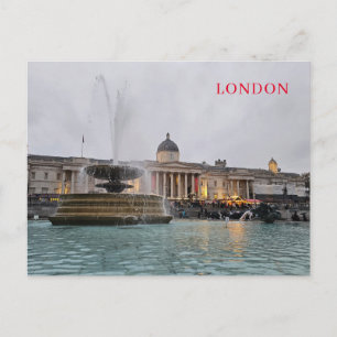 Londen Trafalgar Square fontein uitzicht ansichtka Briefkaart