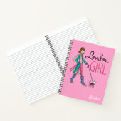 Londen Travel Girl Mode Illustratie Persoonlijk Notitieboek (Binnen)