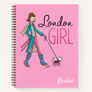Londen Travel Girl Mode Illustratie Persoonlijk Notitieboek