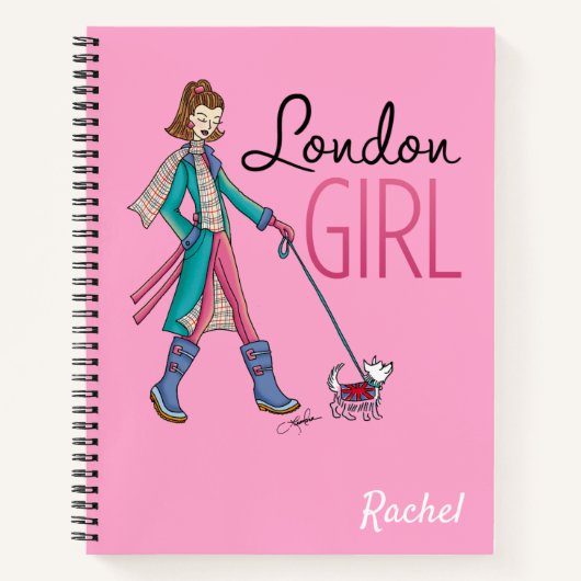 Londen Travel Girl Mode Illustratie Persoonlijk Notitieboek (Voorkant)