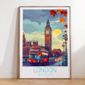 Londen Travel Poster, Verenigd Koninkrijk Travel W Poster
