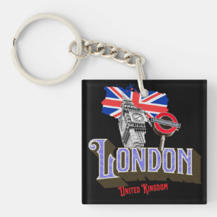 Londen UK, Big Ben, Underground, Union Jack Sleutelhanger