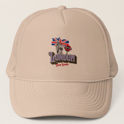 Londen UK, Big Ben, Underground, Union Jack Trucker Pet (Voorkant)